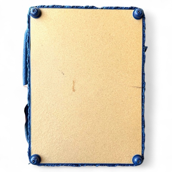 Vintage Homco Woven Wicker Sewing Basket Blue Floral Design - Picture 6 of 6